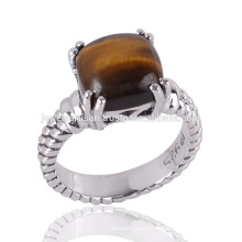 Tiger Eye Gemstone en un delicado anillo de plata Prong Disponible al mejor precio